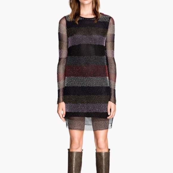 RUNWAY H&M STUDIO Beaded Paris Fashion Week Dress Long Sleeve Mini - Picture 2 of 9